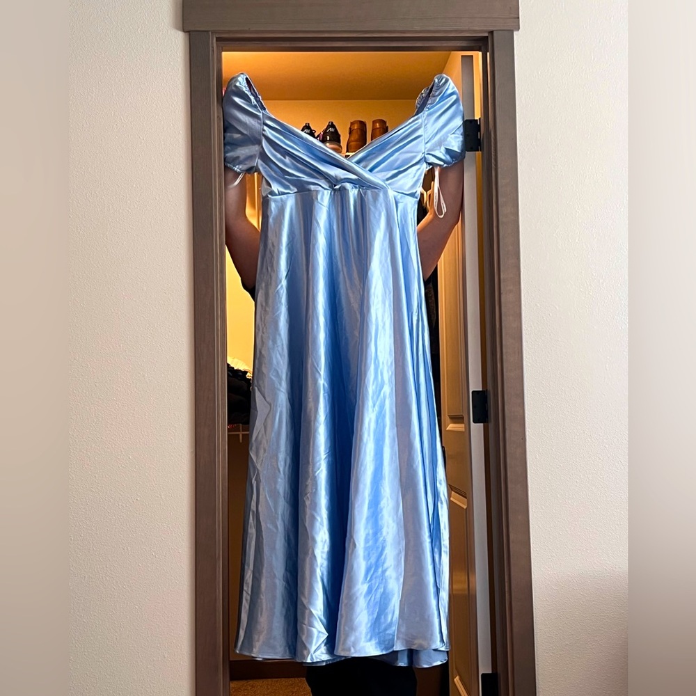 Blue Maternity dress for baby shower or photoshoot